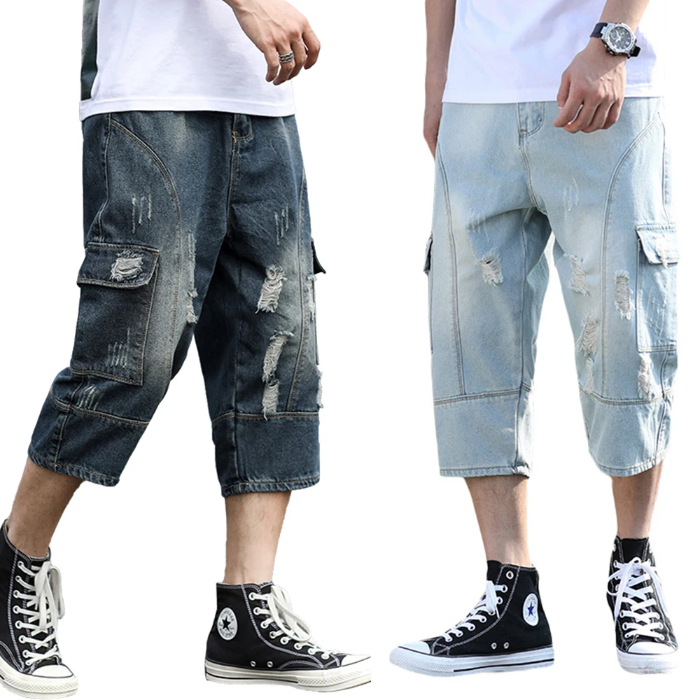 Men Side Thigh Pocket Rigged Jeans Bermuda Denim Cropped Trousers Capri Pants Scratches Broken Holes 3/4 Calf Length Jeans
Men Side Thigh Pocket Rigged Jeans Bermuda Denim Cropped Trousers Capri Pants Scratches Broken Holes 3/4 Calf Length Jeans