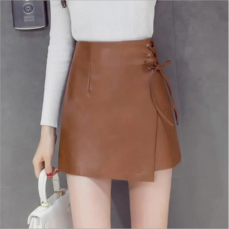 High Waist Leather Shorts Elegant Office Lady Work Short PU Pats Irregular Bandage Straps Fake two Pieces Wide Leg skirt QV400
High Waist Leather Shorts Elegant Office Lady Work Short PU Pats Irregular Bandage Straps Fake two Pieces Wide Leg skirt QV400