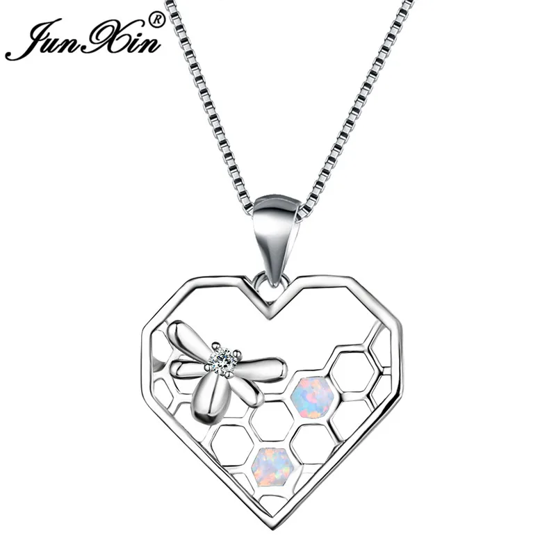 Fashion Female Blue White Fire Opal Necklace 925 Sterling Silver Bee Comb Necklaces & Pendants For Women Vintage Animal Jewelry
Fashion Female Blue White Fire Opal Necklace 925 Sterling Silver Bee Comb Necklaces & Pendants For Women Vintage Animal Jewelry