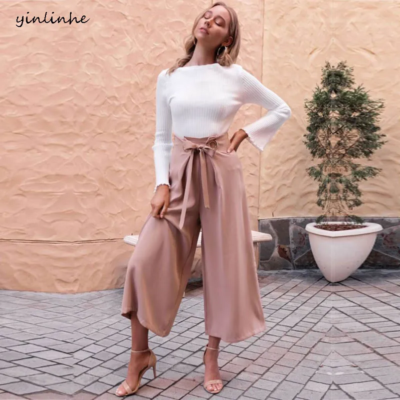 yinlinhe Loose Pink Wide Leg Pant Women High Waist Female Pant Spring 2019 Belt bow tied Fashion ladies Straight trousers 785
yinlinhe Loose Pink Wide Leg Pant Women High Waist Female Pant Spring 2019 Belt bow tied Fashion ladies Straight trousers 785