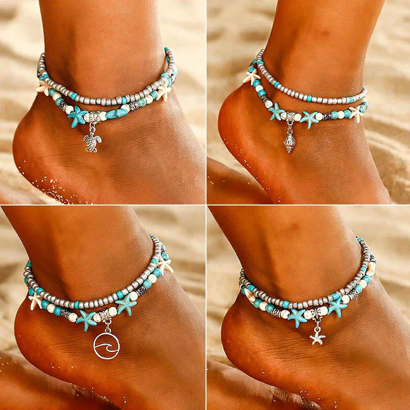 Bohemian Starfish Stone Anklets Set For Women Vintage Handmade Wave Anklet Bracelet on Leg Beach Ocean Jewelry 2019
Bohemian Starfish Stone Anklets Set For Women Vintage Handmade Wave Anklet Bracelet on Leg Beach Ocean Jewelry 2019