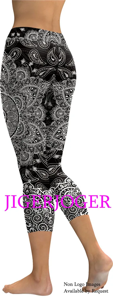 JIGERJOGER Spring Yellow Ganesha Capris Leggings JIGERJOGER Spring Yellow Ganesha Capris Leggings