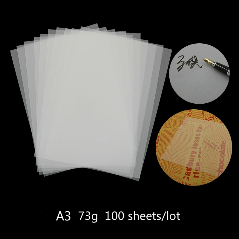 100sheets/lot 73g A3 Sulfuric Acid Paper Sketch Drawing Paper Tracing Paper Calligraphy Copy Paper Artwork DIY Paitning Art Sets
100sheets/lot 73g A3 Sulfuric Acid Paper Sketch Drawing Paper Tracing Paper Calligraphy Copy Paper Artwork DIY Paitning Art Sets