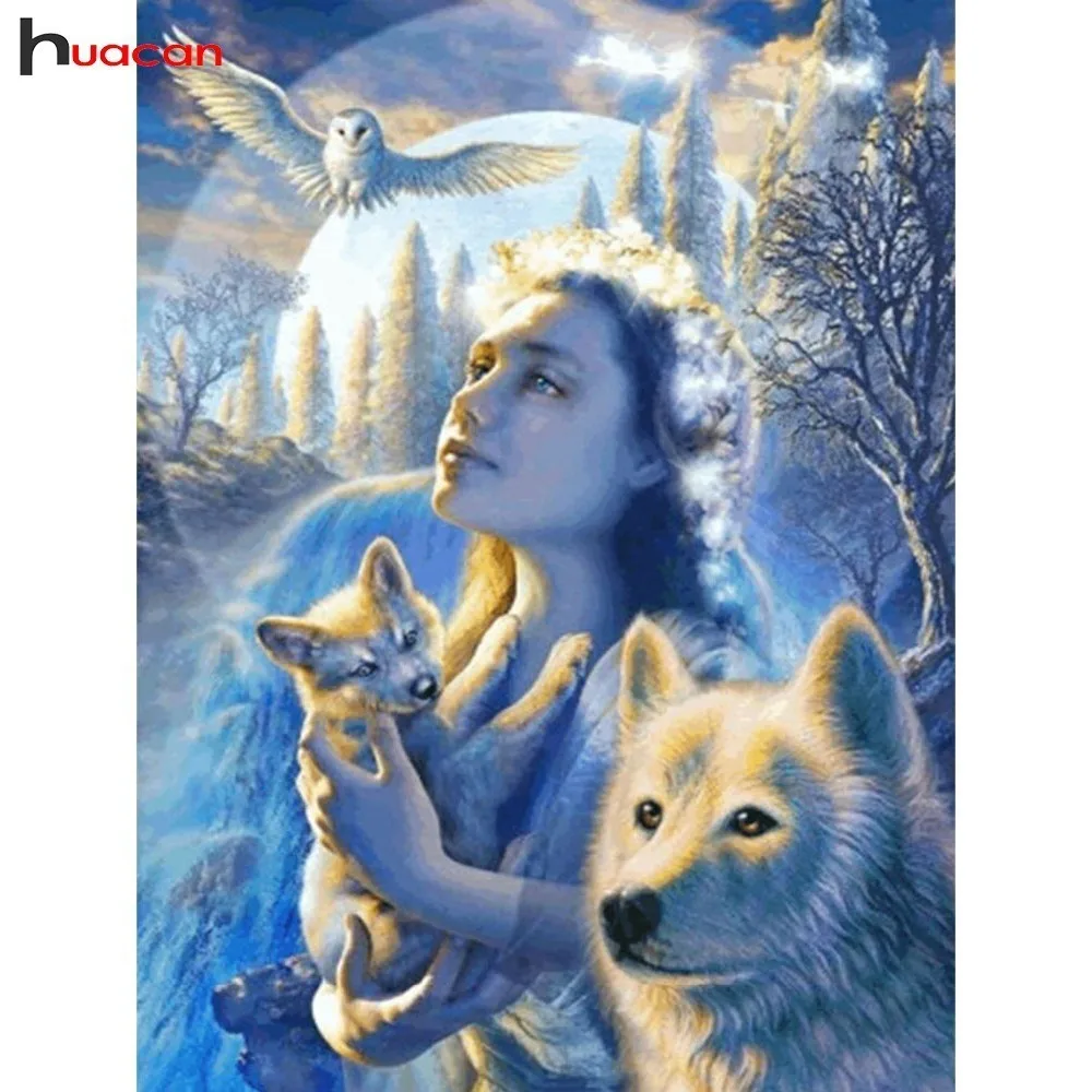HUACAN 5D DIY Diamond Painting Wolf Girl Cross Stitch Diamond Embroidery Landscape Needlework Patterns Rhinestone Paintings
HUACAN 5D DIY Diamond Painting Wolf Girl Cross Stitch Diamond Embroidery Landscape Needlework Patterns Rhinestone Paintings