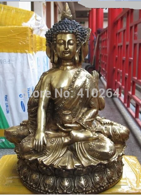 Tibet Fane Bronze Gild Three sides Thailand Ayutthaya Sakyamuni Buddha Statue | Дом и сад