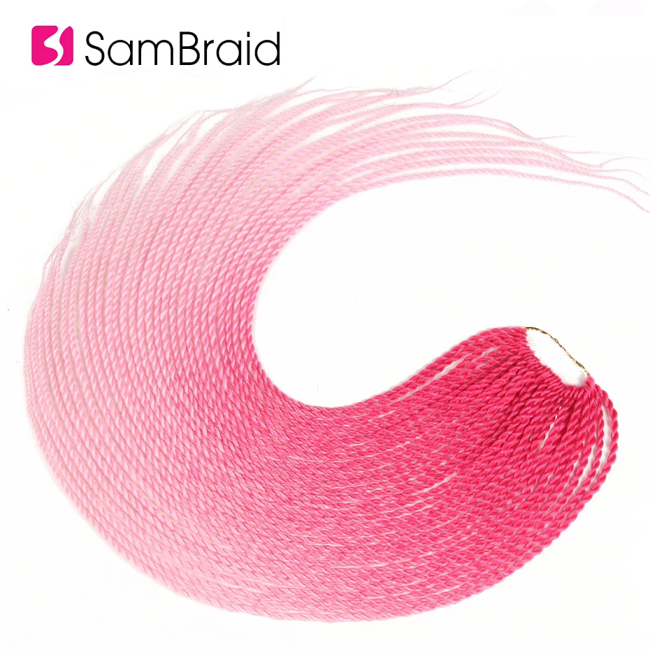 SAMBRAID 24 дюйма розовый Омбре синтетические плетеные волосы для наращивания 95