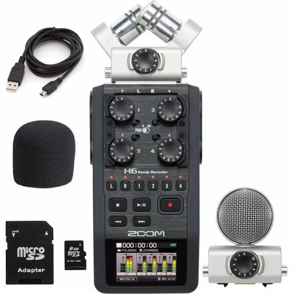 Zoom H6 portable professional handheld digital recorder H4N upgraded section Handy 6-Track for interview X/Y Side Mic
Zoom H6 portable professional handheld digital recorder H4N upgraded section Handy 6-Track for interview X/Y Side Mic