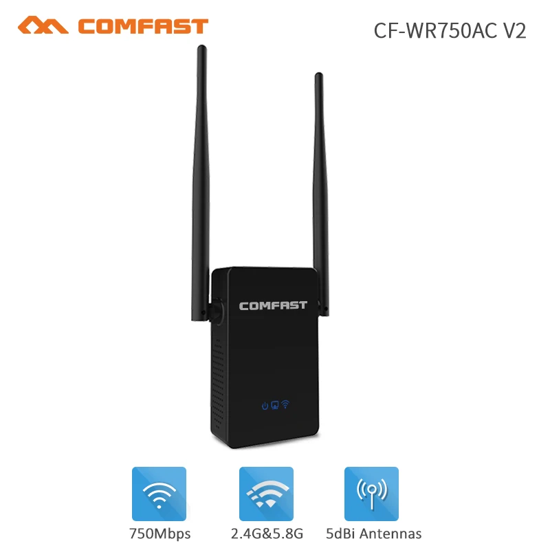 AC750 Universal Wireless Dual Band 5.8Ghz Wifi Repeater Range Extender Router Booster 750Mbps 2*5dbi Antennas Wifi EU US Plug
AC750 Universal Wireless Dual Band 5.8Ghz Wifi Repeater Range Extender Router Booster 750Mbps 2*5dbi Antennas Wifi EU US Plug