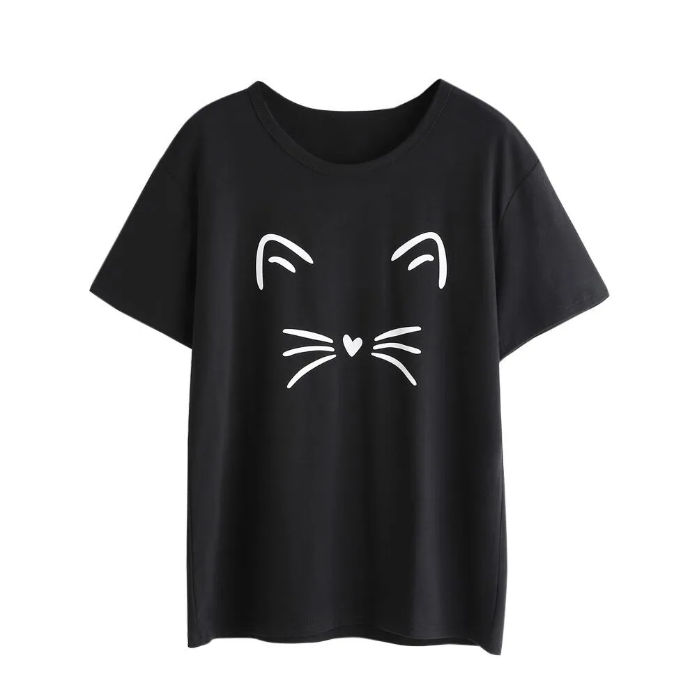 Streetwear Summer T-Shirt Women 2019 Black Cat Print Short Sleeve Shirts O Neck Basic Shirt Korean Clothes camisa feminina 2018
Streetwear Summer T-Shirt Women 2019 Black Cat Print Short Sleeve Shirts O Neck Basic Shirt Korean Clothes camisa feminina 2018