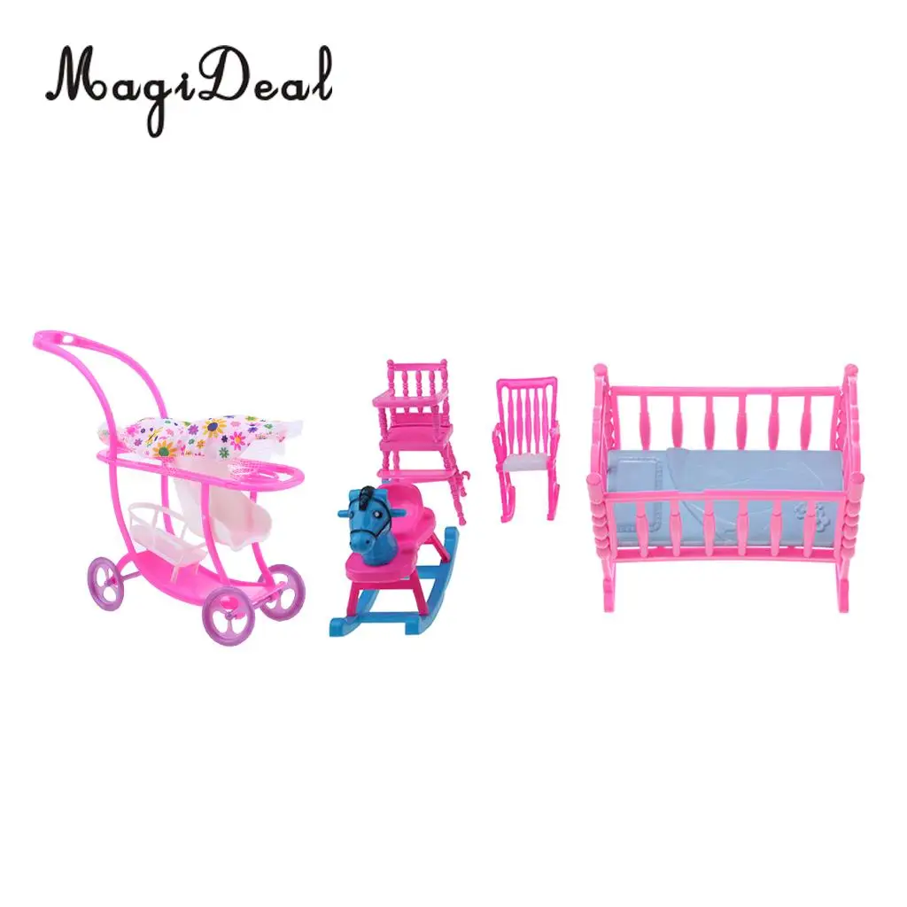 Plastic Cradle Baby Chair Rocking Horse Stroller Model For Kelly Doll Bedroom Decoration