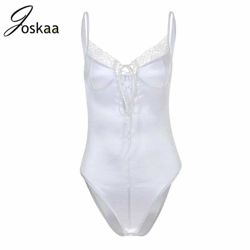Joskaa Hot Sale Satin White Sheer Sexy Lace Bodysuit Women Lace up Spaghetti Strap Body 2019 Summer Jumpsuit Romper Catsuit
Joskaa Hot Sale Satin White Sheer Sexy Lace Bodysuit Women Lace up Spaghetti Strap Body 2019 Summer Jumpsuit Romper Catsuit