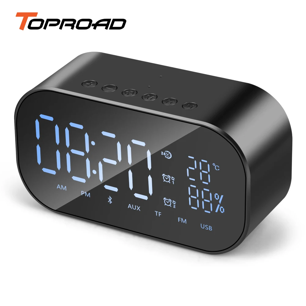 TOPROAD Portable Bluetooth Speaker Support Temperature LCD Display FM Radio Alarm Clock Wireless Stereo Subwoofer Music Player
TOPROAD Portable Bluetooth Speaker Support Temperature LCD Display FM Radio Alarm Clock Wireless Stereo Subwoofer Music Player
