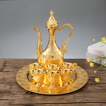 Europe Luxury Gold Silver Color Vintage Flower Carved Wine Cups Set Tea Cups Set Metal Art Craft Creative Gift 6cups+1pot+1plate
Europe Luxury Gold Silver Color Vintage Flower Carved Wine Cups Set Tea Cups Set Metal Art Craft Creative Gift 6cups+1pot+1plate