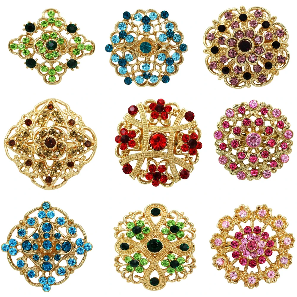 Colorful Rhinestone Crystal Flower Brooches for Women Men Wedding Bridal Party Round Bouquet DIY Gold Tone Brooch Pin
Colorful Rhinestone Crystal Flower Brooches for Women Men Wedding Bridal Party Round Bouquet DIY Gold Tone Brooch Pin