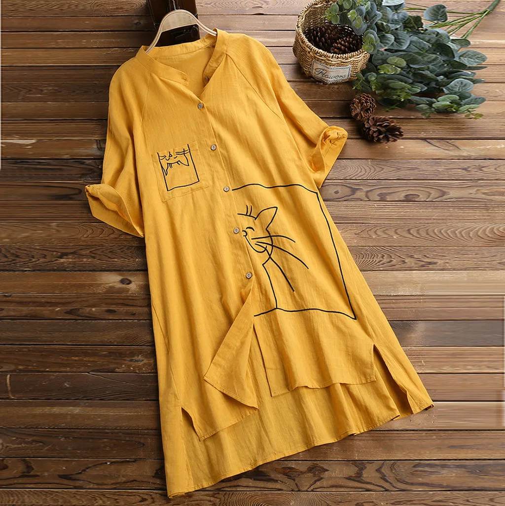 Women Plus Size Loose Linen Dress Casual Swing Vintage Pocket Cat Print Dress Long Summer Dresses zomerjurk dames 2019#1
Women Plus Size Loose Linen Dress Casual Swing Vintage Pocket Cat Print Dress Long Summer Dresses zomerjurk dames 2019#1