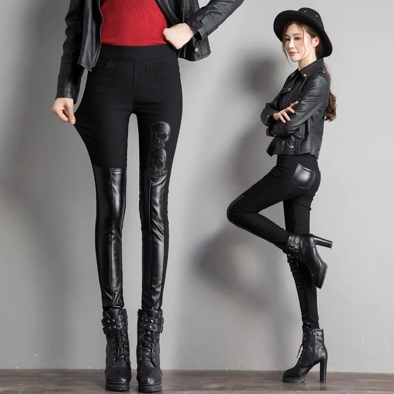 New Queen style HI-Q Skinny Skull Pattern Leather Pants Women Autumn&Winter Leggings Plus Size Slim Fashion Trousers Spring Pant
New Queen style HI-Q Skinny Skull Pattern Leather Pants Women Autumn&Winter Leggings Plus Size Slim Fashion Trousers Spring Pant