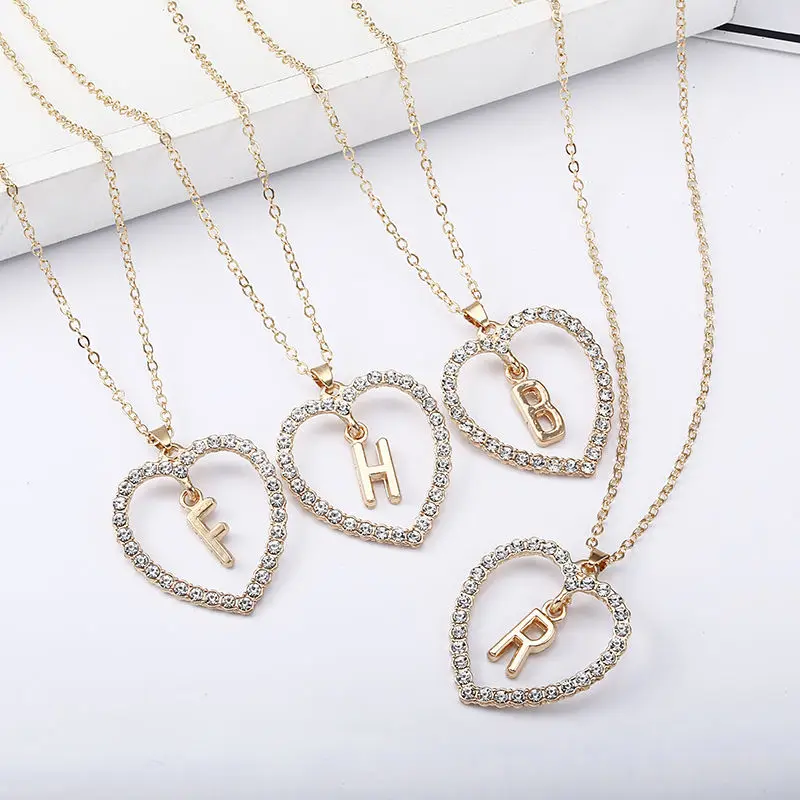 Romantic Love Pendant Necklace For Girls Women Rhinestone Initial Letter Necklace Alphabet Gold Collars Trendy New Charms Kolye
Romantic Love Pendant Necklace For Girls Women Rhinestone Initial Letter Necklace Alphabet Gold Collars Trendy New Charms Kolye