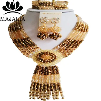 Majalia Classic Nigerian Wedding African Jewelry Set Golden color and Gold ab Crystal Necklace Bride Jewelry Sets 6CF005
Majalia Classic Nigerian Wedding African Jewelry Set Golden color and Gold ab Crystal Necklace Bride Jewelry Sets 6CF005