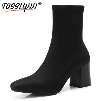 TASSLYNN 2019 Women Boots Autumn Shoes Ankle Boots Square Toe Square High Heels Stretch Fabric Slip on Boots Size Woman 34-39
TASSLYNN 2019 Women Boots Autumn Shoes Ankle Boots Square Toe Square High Heels Stretch Fabric Slip on Boots Size Woman 34-39