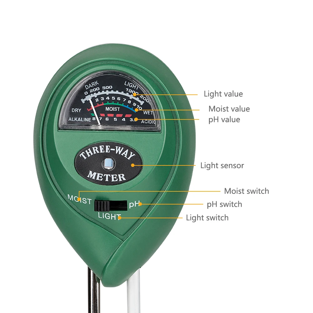 3 в 1 PH Тесты er цветочных растений почвы влаги светильник прибор для измерения