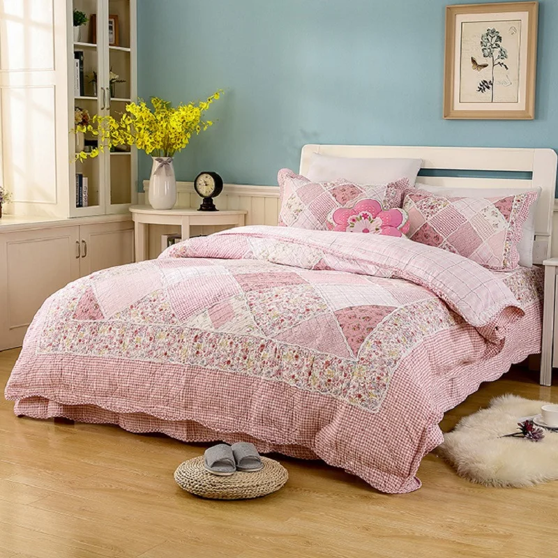 CHAUSUB PINK Washed Cotton Patchwork Quilt Set 3PCS Floral Bedding Quilted Bedspread Bed Cover Duvet Cover Pillowcase Coverlets
CHAUSUB PINK Washed Cotton Patchwork Quilt Set 3PCS Floral Bedding Quilted Bedspread Bed Cover Duvet Cover Pillowcase Coverlets