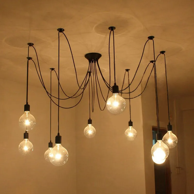 Vintage Edison Chandelier Light Bulb Adjustable Spider Style