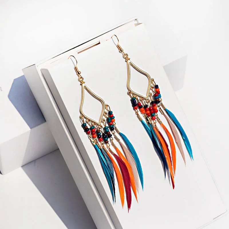 Women's Geometric Long Tassel Dangle Earrings For Women Hippie Bohemian Boho Jewelry Colorful Feather Earrings Brincos Bijoux
Women's Geometric Long Tassel Dangle Earrings For Women Hippie Bohemian Boho Jewelry Colorful Feather Earrings Brincos Bijoux