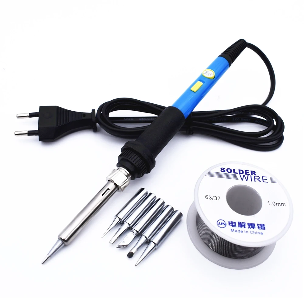 60W 220V Electric Soldering Iron Kit Adjustable Temperature Power Switch Heat Pencil Repair Tool with Solder Wire 5 Welding Tips
60W 220V Electric Soldering Iron Kit Adjustable Temperature Power Switch Heat Pencil Repair Tool with Solder Wire 5 Welding Tips
