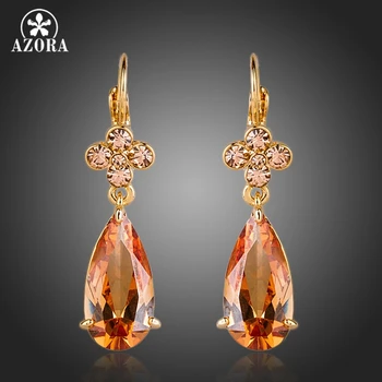 AZORA Charming Gold Color Crystal Flower Hang Cubic Zirconia Water Drop Earrings TE0156
AZORA Charming Gold Color Crystal Flower Hang Cubic Zirconia Water Drop Earrings TE0156