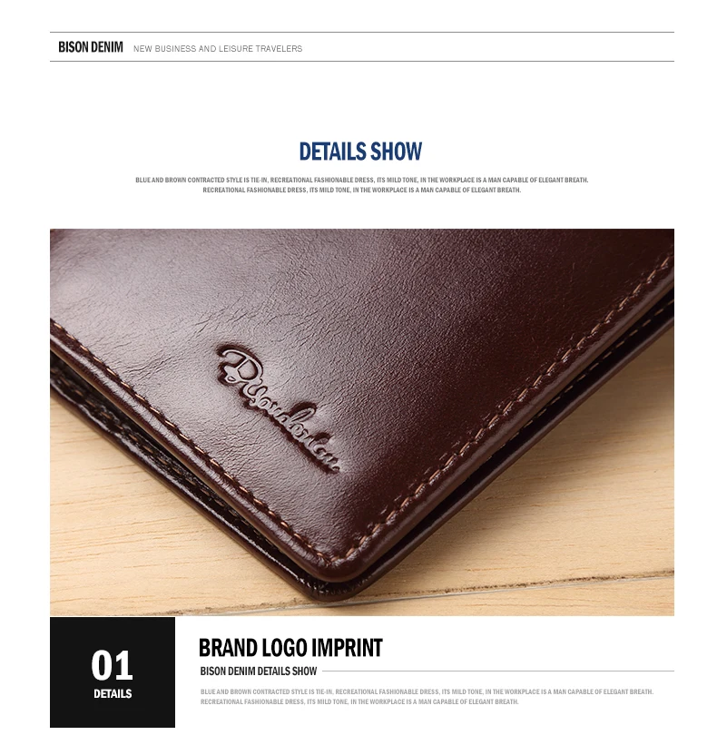 BISON DENIM Genuine Leather RFID wallet Men red brown vintage purse card holder Brand men wallets dollar price Male Purse W4361 24