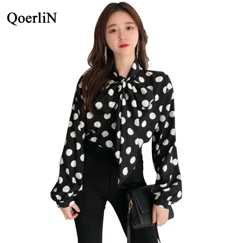 QoerliN Fashion Polka Dot Blouse Long Sleeve Bow Loose Casual Shirts OL Blouse Lantern Sleeve Autumn Womens Tops Shirts Black
QoerliN Fashion Polka Dot Blouse Long Sleeve Bow Loose Casual Shirts OL Blouse Lantern Sleeve Autumn Womens Tops Shirts Black
