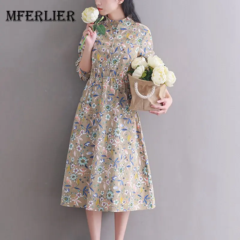 Mferlier Floral Dress Ruffled Collar Women Elastic Waist Long Sleeve Artsy Print Mori Girl Autumn Corduroy Shirt Dress
Mferlier Floral Dress Ruffled Collar Women Elastic Waist Long Sleeve Artsy Print Mori Girl Autumn Corduroy Shirt Dress