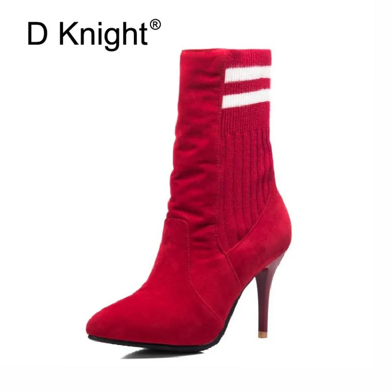 Fashion Elastic Ankle Sock Boots Stretch Thin High Heels Women Winter Sexy Black Booties Pointed Toe Women Pumps Plus Size 33-43
Fashion Elastic Ankle Sock Boots Stretch Thin High Heels Women Winter Sexy Black Booties Pointed Toe Women Pumps Plus Size 33-43