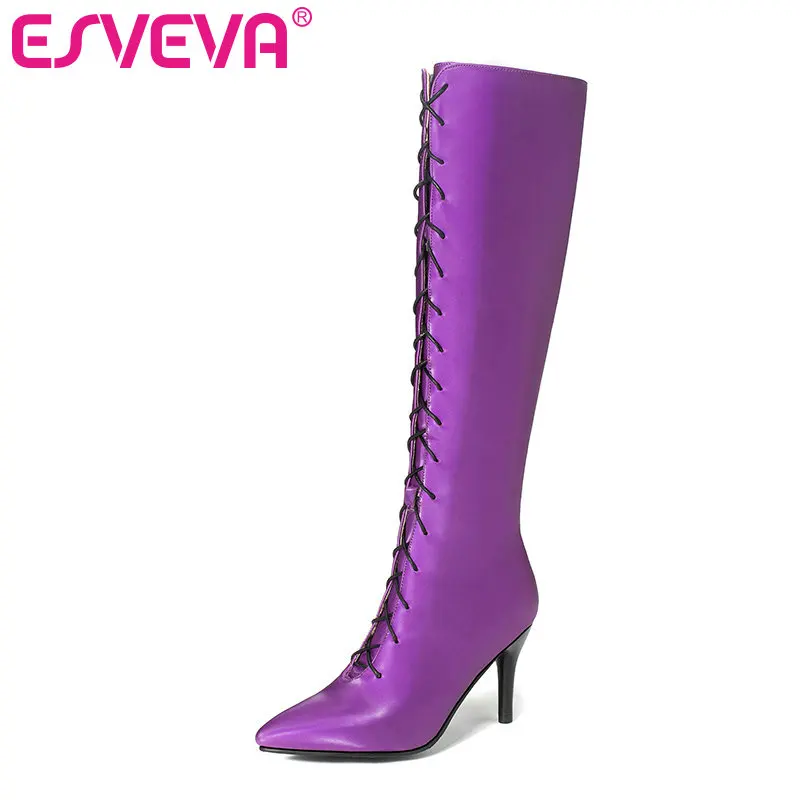 ESVEVA 2020 Shoes Women Knee-high Boots Thin High Heel Winter PU Leather Boots Shoes Size 34-43 Winter Motorcycle Boots
ESVEVA 2020 Shoes Women Knee-high Boots Thin High Heel Winter PU Leather Boots Shoes Size 34-43 Winter Motorcycle Boots