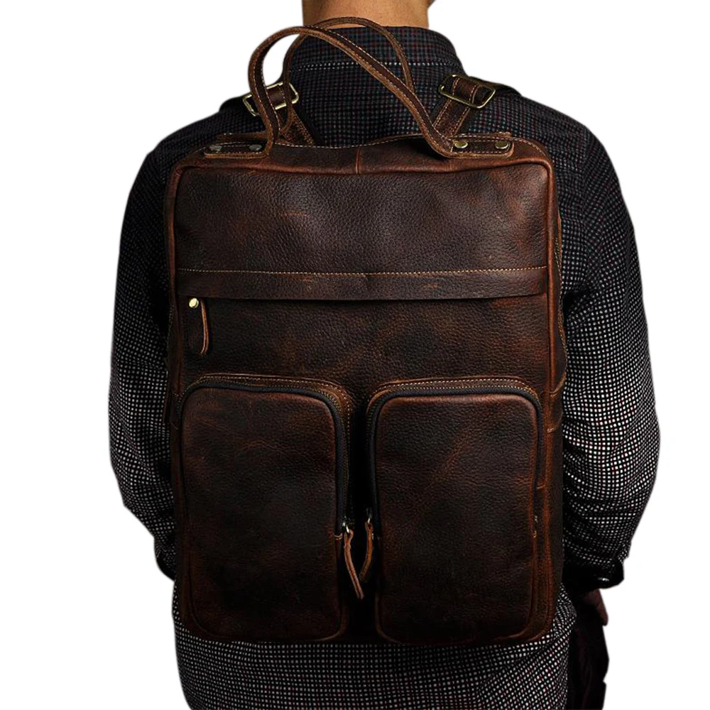 Fashion Retro Style Men's Backpacks Geniune Leather Large Capacity 15 Inch Computer Bags Western Style Double Shoulder Bags
Fashion Retro Style Men's Backpacks Geniune Leather Large Capacity 15 Inch Computer Bags Western Style Double Shoulder Bags