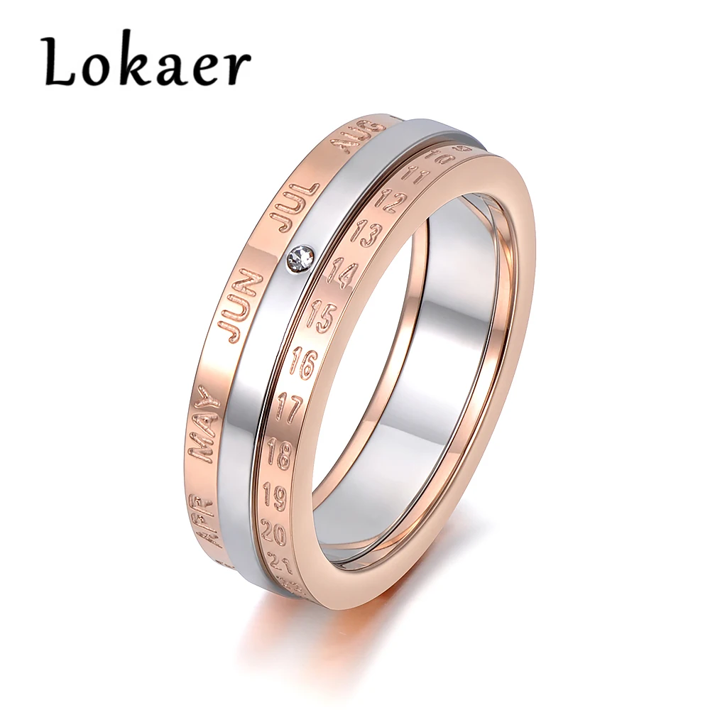 Lokaer Rotatable Ring Silver & Rose Gold Color Monthly Calendar Jewelry With Single Cystal Stainless Steel Ring R18133
Lokaer Rotatable Ring Silver & Rose Gold Color Monthly Calendar Jewelry With Single Cystal Stainless Steel Ring R18133