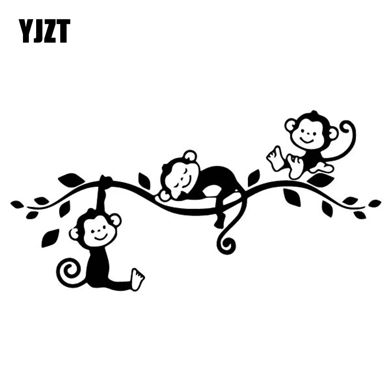 Фото Виниловая наклейка YJZT 17 5 см х 8 6 играющие обезьяны на ветки двери автомобиля