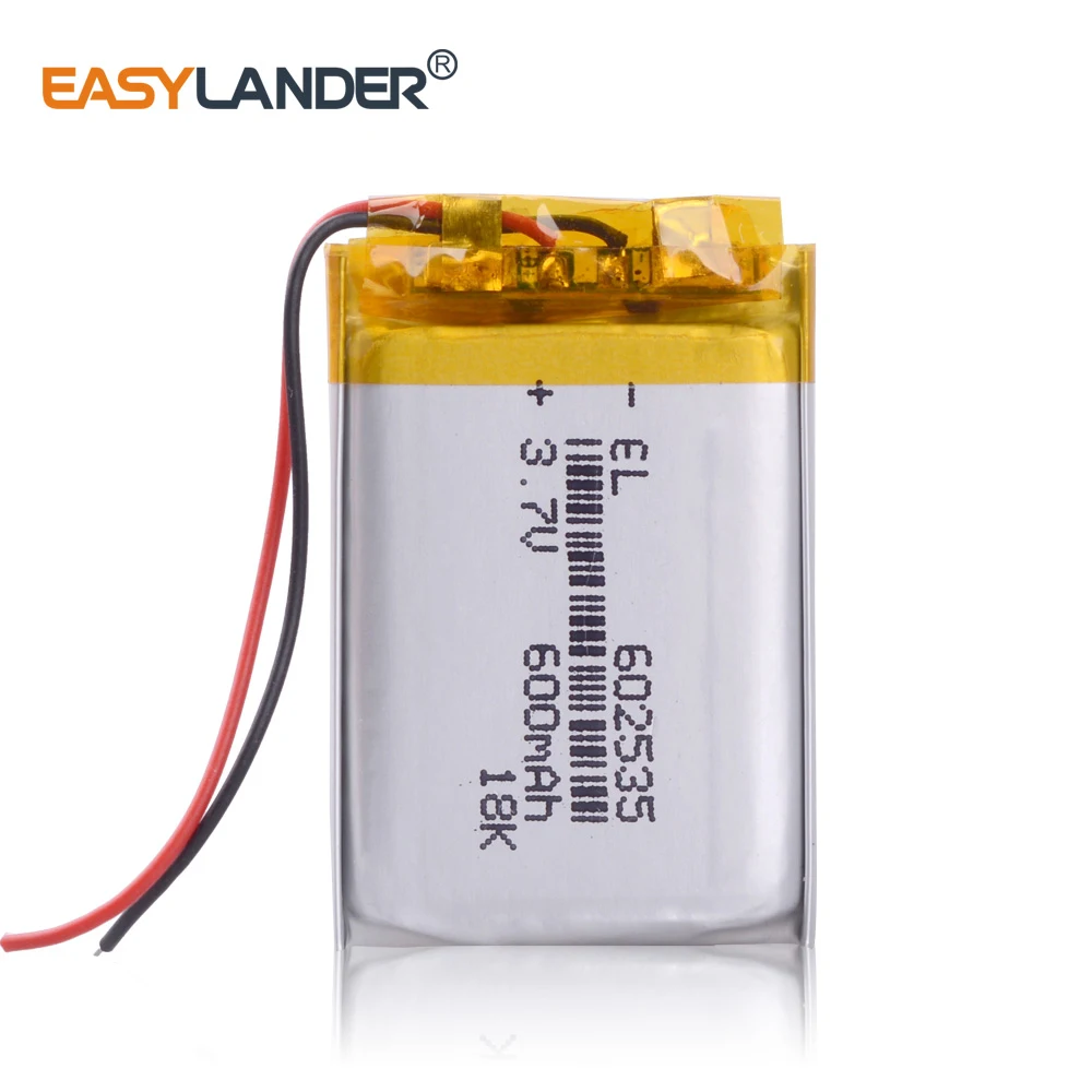 3.7V 600mAh 602535 Lithium Polymer Li-Po li ion Rechargeable Battery Lipo cells For Car DVR Tachograph Bluetooth speaker MP3 MP4 |