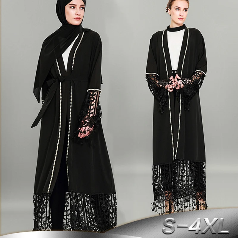 Plus Size Maxi Kimonos Mujer 2019 Muslim Abaya Women Long Beading Lace Patchwork Cardigan Dubai Turkish Islamic Prayer Clothing
Plus Size Maxi Kimonos Mujer 2019 Muslim Abaya Women Long Beading Lace Patchwork Cardigan Dubai Turkish Islamic Prayer Clothing