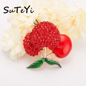 SUTEYI Sexy charm Red Brooches Brand clothing accessories For Women Gift Cherry brooch Pin rose golden plated jewelry Bc12
SUTEYI Sexy charm Red Brooches Brand clothing accessories For Women Gift Cherry brooch Pin rose golden plated jewelry Bc12