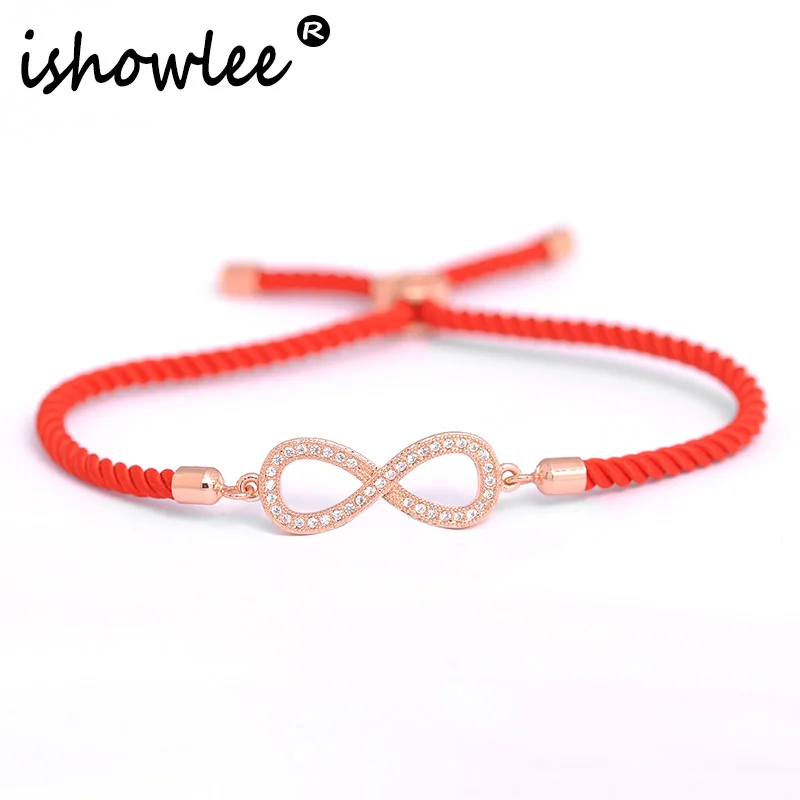 ISHOWLEE Rose Gold 585 Bracelet Infinity Adjustable Zirconia Red Thread Lucky Charm Infinity Bracelets for Women Jewelry sla32
ISHOWLEE Rose Gold 585 Bracelet Infinity Adjustable Zirconia Red Thread Lucky Charm Infinity Bracelets for Women Jewelry sla32