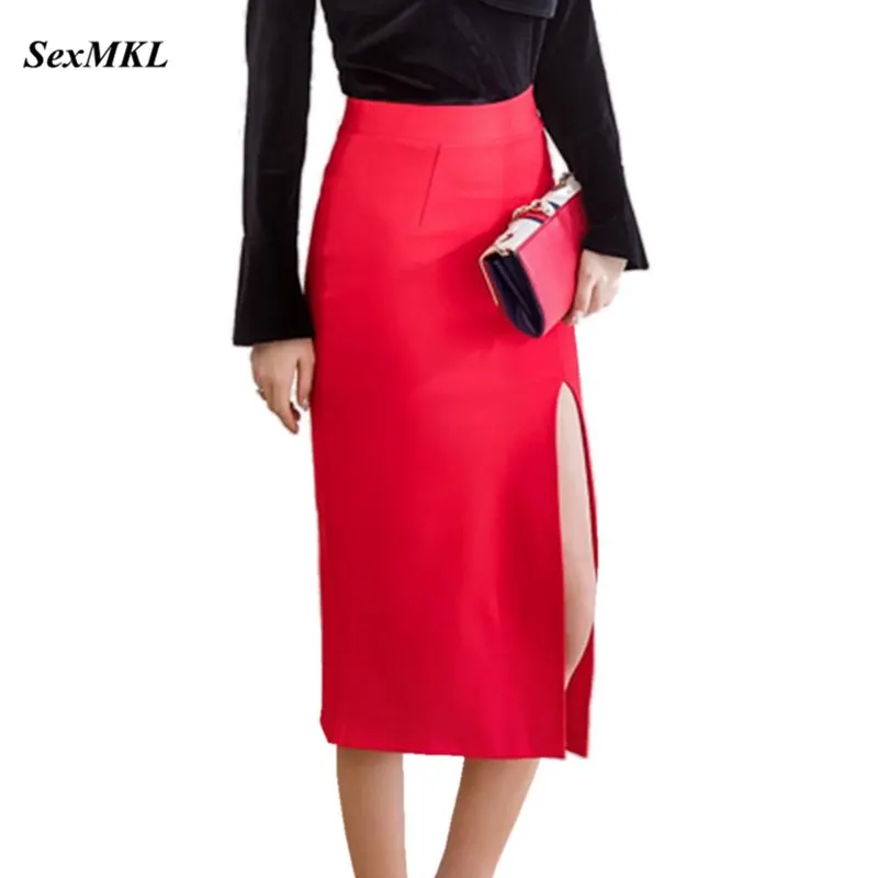 SEXMKL Summer High Slit Sexy Pencil Skirt Women Red Elegant Empire Slim OL Black Midi Skirts Office 2019 Fashion Work Long Skirt
SEXMKL Summer High Slit Sexy Pencil Skirt Women Red Elegant Empire Slim OL Black Midi Skirts Office 2019 Fashion Work Long Skirt