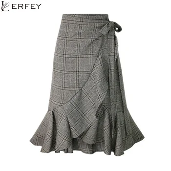 LERFEY Ruffle Plaid Wrap Skirt Women Bottom Vintage Irregular Autumn Skirt Female High Waist Sashes Casual Bow Mermaid Skirt
LERFEY Ruffle Plaid Wrap Skirt Women Bottom Vintage Irregular Autumn Skirt Female High Waist Sashes Casual Bow Mermaid Skirt