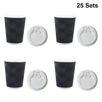 25pcs Disposable Coffee Cups Insulation Takeaway Threaded Paper Cup with Lid (8oz, White Lid, Black Cup)
25pcs Disposable Coffee Cups Insulation Takeaway Threaded Paper Cup with Lid (8oz, White Lid, Black Cup)
