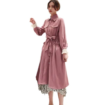 Fashion Windbreaker Shirt Dress Female Long Cardigan 2019 Spring And Autumn New Student Korean Pink Dress Button Vestidos f804
Fashion Windbreaker Shirt Dress Female Long Cardigan 2019 Spring And Autumn New Student Korean Pink Dress Button Vestidos f804