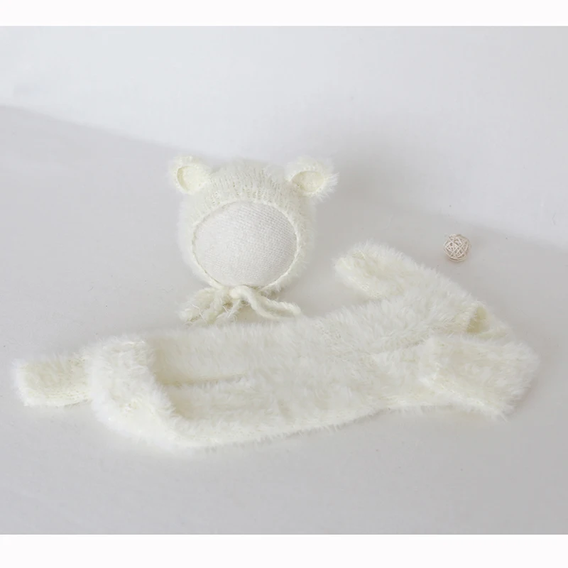 

Newborn Fuzzy Teddy bear Bonnet Suit Knit Baby Girl Photography Romper Hat Newborn Bodysuit Onesie Soft Baby Bonnet Jumpsuit