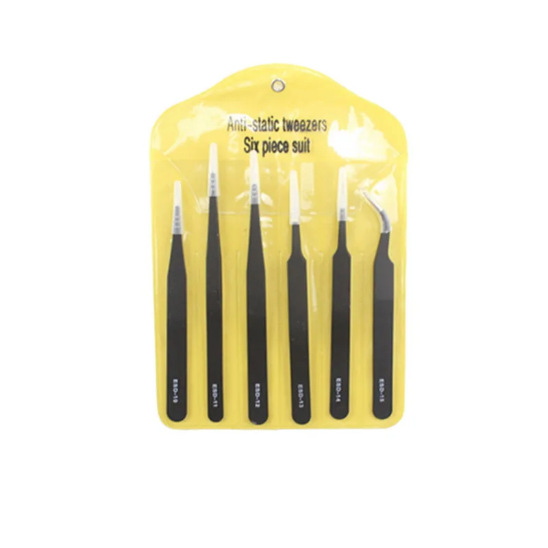 6Pcs Non-slip ESD Tweezers Set Stainless Steel Anti-static Precision Tweezers For Electronic Mobile Phone Repair Tools Kit 7
6Pcs Non-slip ESD Tweezers Set Stainless Steel Anti-static Precision Tweezers For Electronic Mobile Phone Repair Tools Kit 7