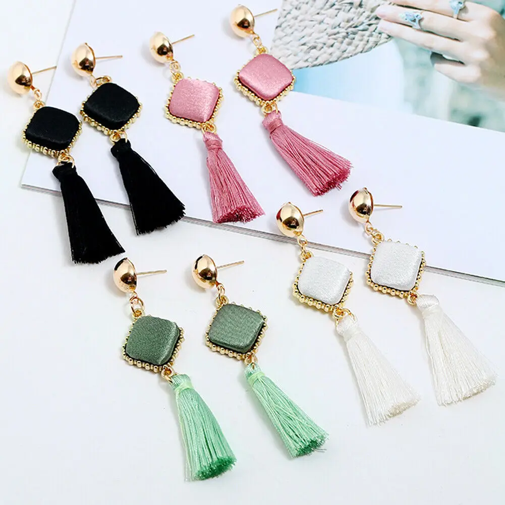 Womens Fashion New Bohemian Tassel Fringe Earrings Square Shape Velvet Long Boho Dangle Earrings Jewelry Evening Holiday Wear
Womens Fashion New Bohemian Tassel Fringe Earrings Square Shape Velvet Long Boho Dangle Earrings Jewelry Evening Holiday Wear