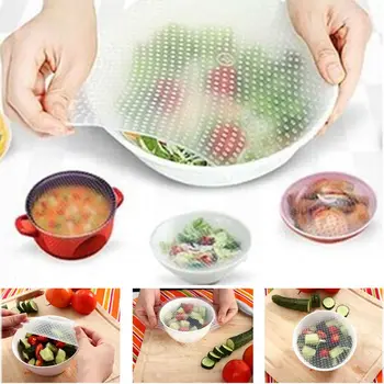 4 Pieces Silicone Wrap Seal Cover Stretch Cling Film Food Fresh Kitchen Tools Useful
4 Pieces Silicone Wrap Seal Cover Stretch Cling Film Food Fresh Kitchen Tools Useful
