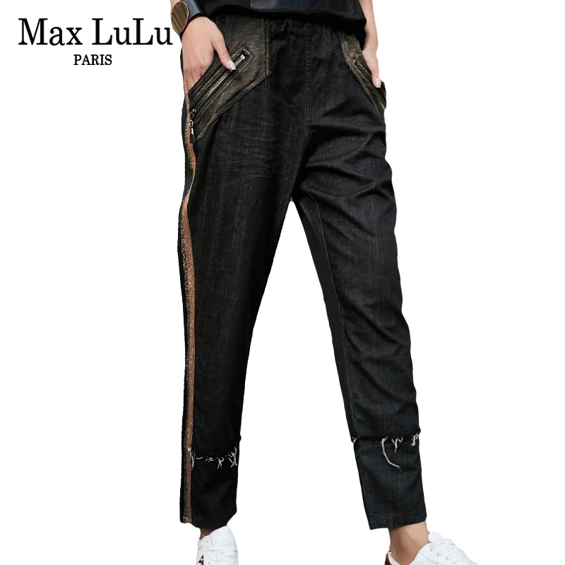 Max LuLu 2019 Luxury Korean Girls Straight Pants Womens Ripped Striped Black Jeans Mujer Woman Denim Trousers Zipper Plus Size
Max LuLu 2019 Luxury Korean Girls Straight Pants Womens Ripped Striped Black Jeans Mujer Woman Denim Trousers Zipper Plus Size